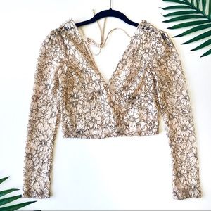 Topshop New With Tags - Lace Crop Plunge Top